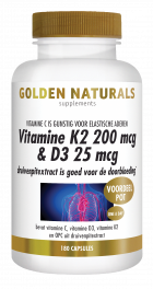 Vitamin K2 200 mcg & D3 25 mcg 180 vegetarian capsules